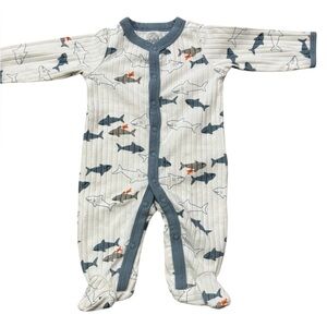 Carter's Blue and White Shark Print Footie